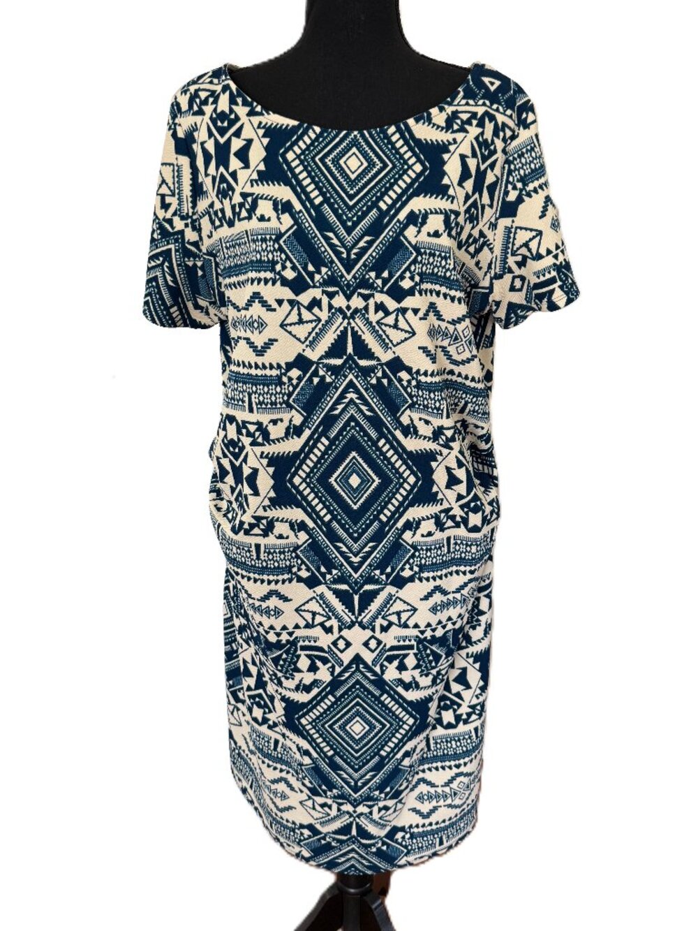 PinkBlush | Maternity Geometric Print Fitted Stretch Dress | 2XL